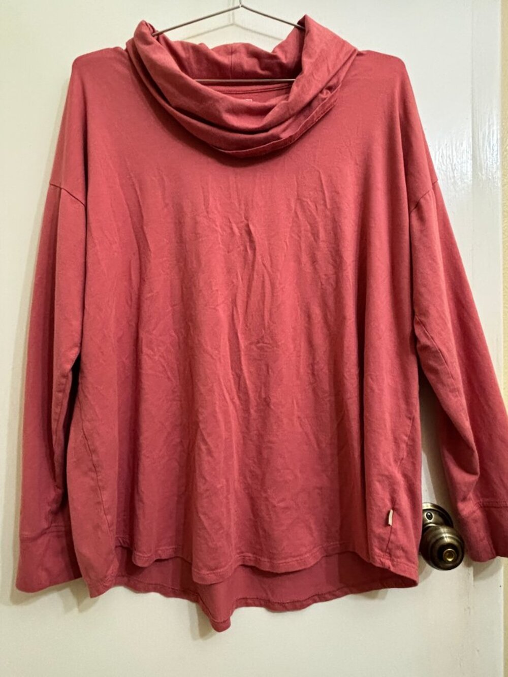 Women's Soft Stretch Supima-Blend Tee, Cowlneck Long-Sleeve